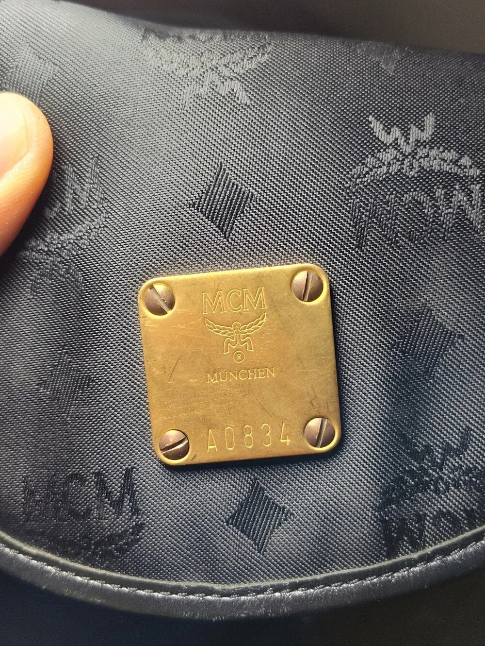 MCM Black Monogram Drawstring Backpack